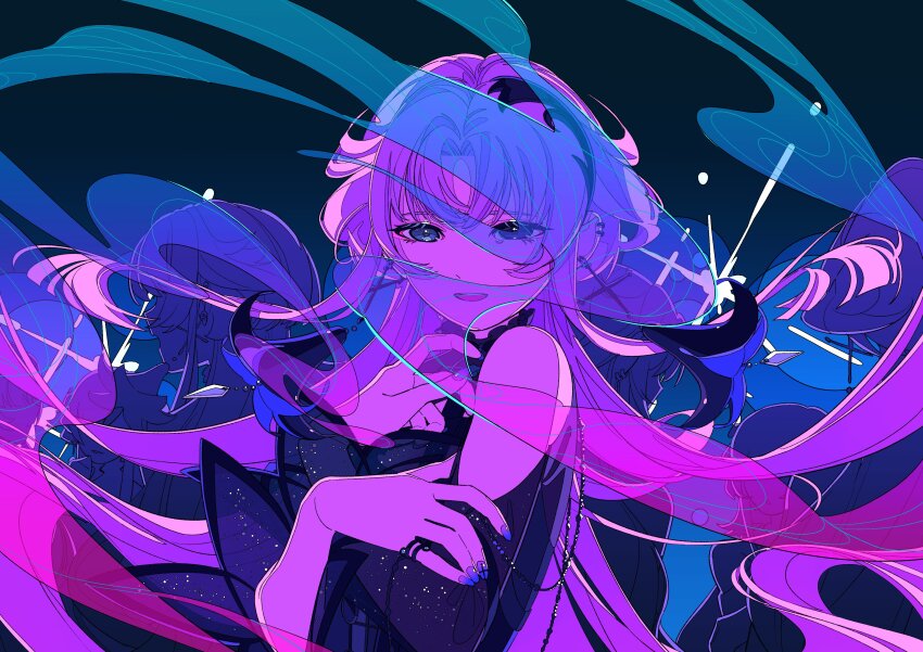 1girl, absurdres, bema_(sinsekai), blue_eyes, clothing_cutout, commentary_request, earclip, earrings