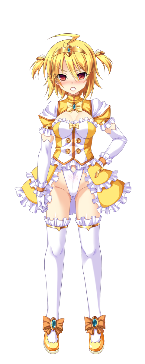 1girl, ahoge, amagi_nao, aoi_masami, arty_flare, blonde_hair, blush, breasts