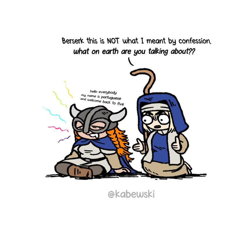 2girls, age_of_empires_(series), age_of_empires_ii, artist_name, berserker_(age_of_empires_ii), blonde_hair, commentary, dizzy