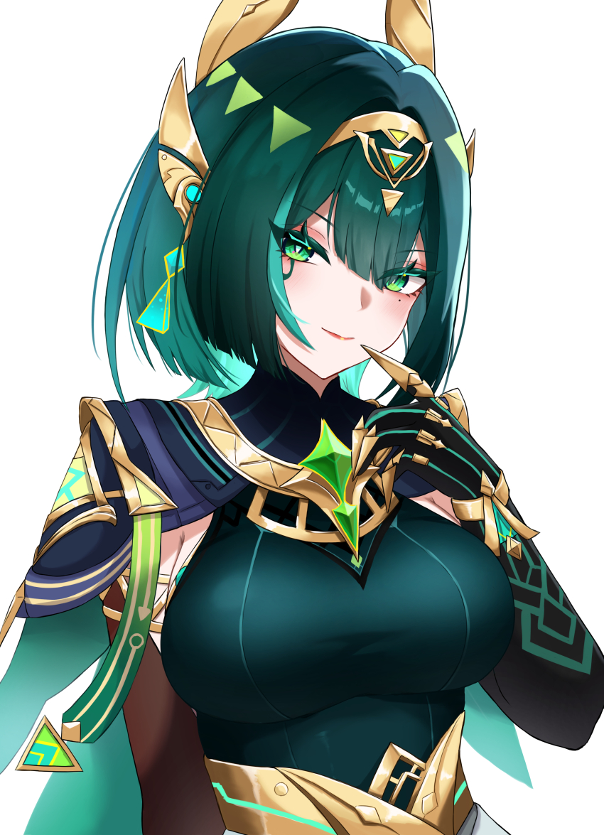 1girl, absurdres, black_gloves, breasts, cape, claws, ear_covers, elbow_gloves