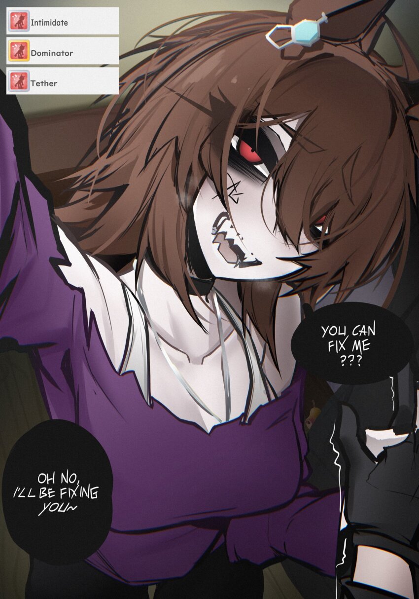 1girl, ace_glitch, agnes_tachyon_(casual)_(umamusume), agnes_tachyon_(umamusume), animal_ear_piercing, animal_ears, arm_out_of_frame, black_choker