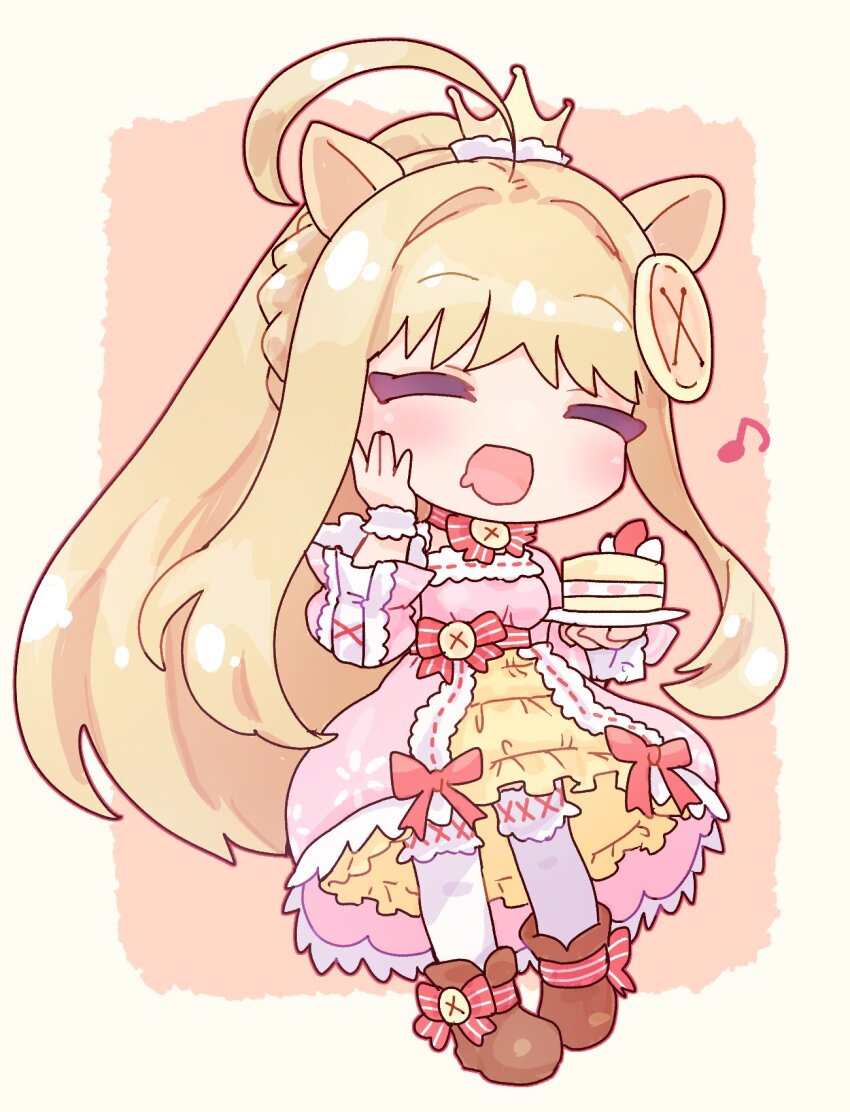 1girl, ahoge, animal_ears, balloonpig_alma, blonde_hair, boots, brown_boots, button_hair_ornament