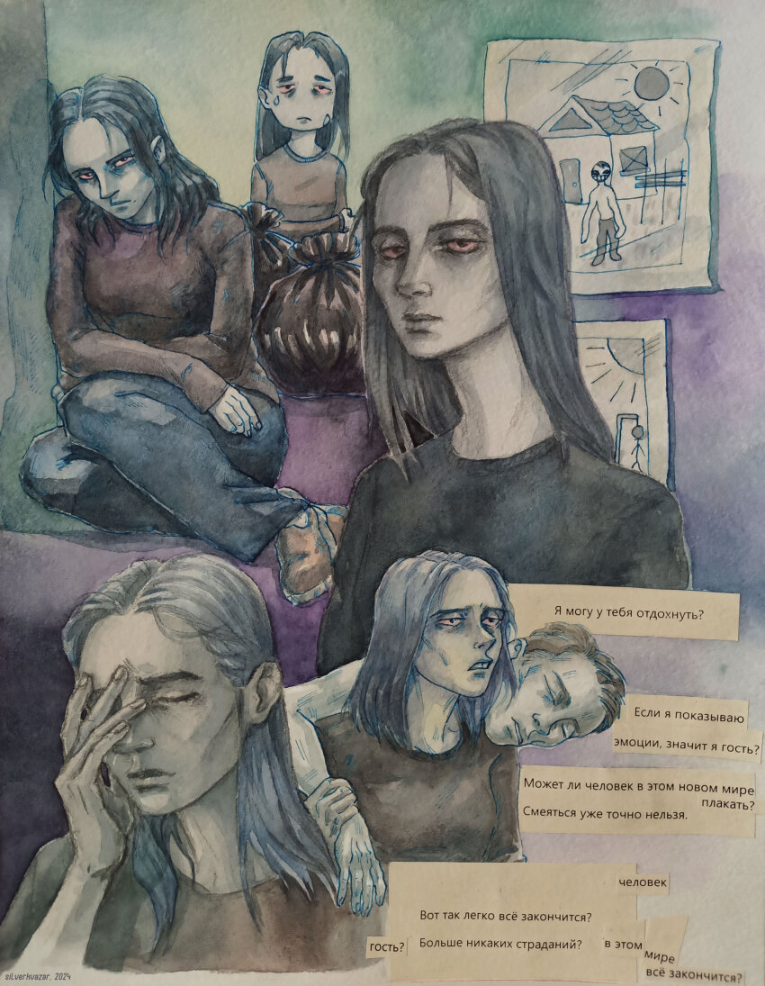 1boy, 1girl, 2025, absurdres, artist_name, black_eyes, black_hair, brown_hair