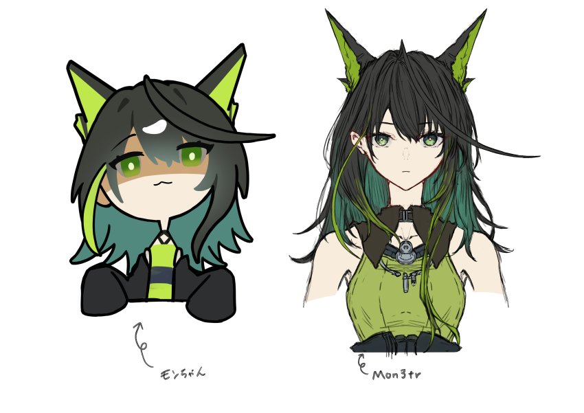 1girl, :3, absurdres, arknights, asymmetrical_sidelocks, black_hair, breasts, character_name