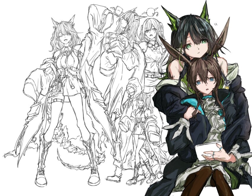 absurdres, amiya_(arknights), amiya_(medic)_(arknights), animal_ears, arknights, ascot, black_hair, black_pantyhose