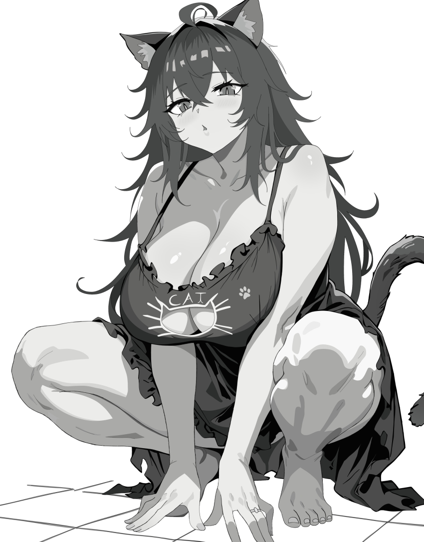 1girl, absurdres, ahoge, all_fours, alternate_costume, animal_ear_fluff, animal_ears, babydoll