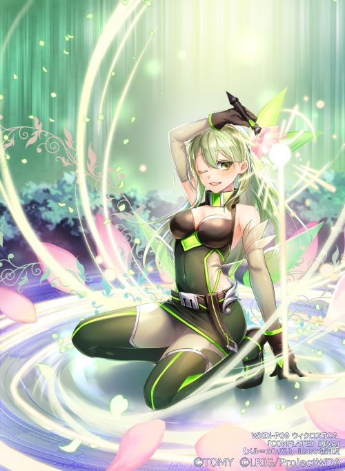 1girl, arm_up, bare_shoulders, black_gloves, black_shoes, breasts, cleavage_cutout, clothing_cutout