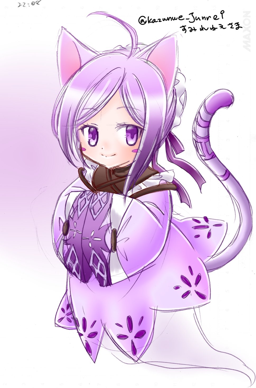 1girl, ahoge, animal_ears, blush_stickers, brown_collar, cat_ears, cat_girl, cat_tail