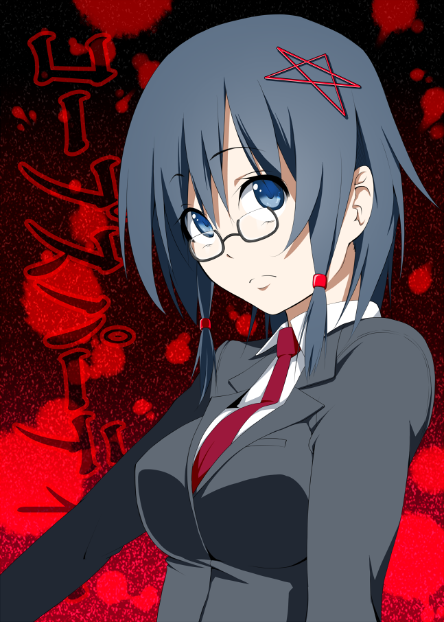 1girl, bad_id, bad_pixiv_id, blue_eyes, blue_hair, breasts, character_request, corpse_party