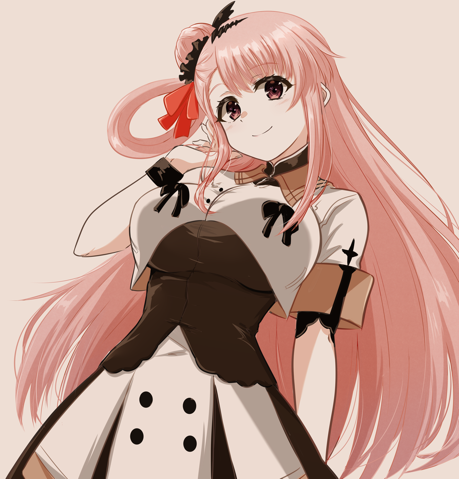 1girl, aramine_ishu, breasts, large_breasts, long_hair, looking_at_viewer, nue_no_onmyouji, pink_hair