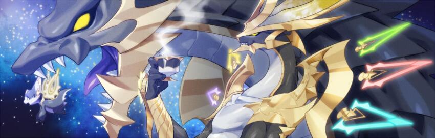 1boy, chronos_nyx, commentary, cup, dragalia_lost, dragon_boy, fangs, from_side