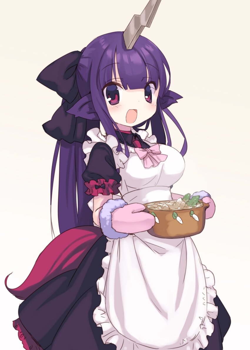 1girl, absurdres, alternate_costume, animal_ears, apron, armadillon, beyaert_alma, black_bow