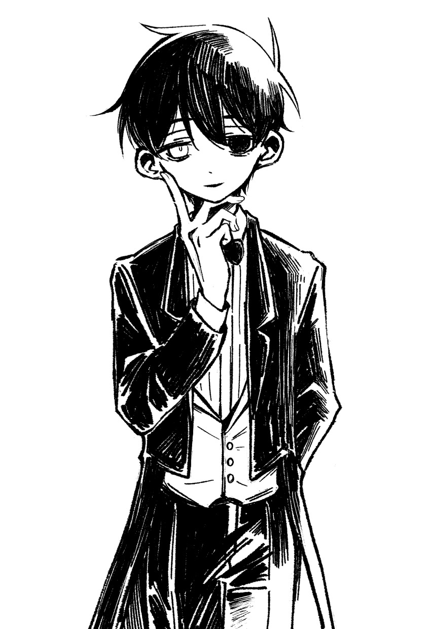 1boy, absurdres, antenna_hair, bags_under_eyes, buttons, chinese_commentary, coat, commentary_request