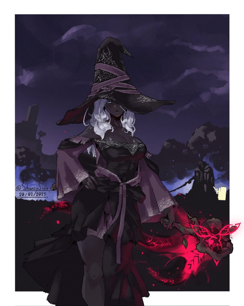 1girl, black_skin, blue_eyes, breasts, colored_eyelashes, colored_skin, dark-skinned_female, dark_skin