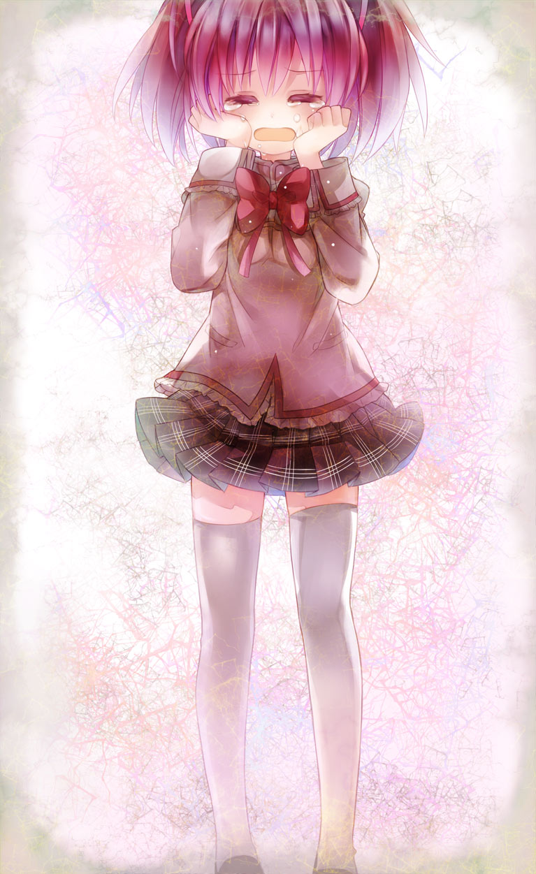 10s, 1girl, closed_eyes, eruria, female_focus, gradient_background, hands_on_own_face, highres