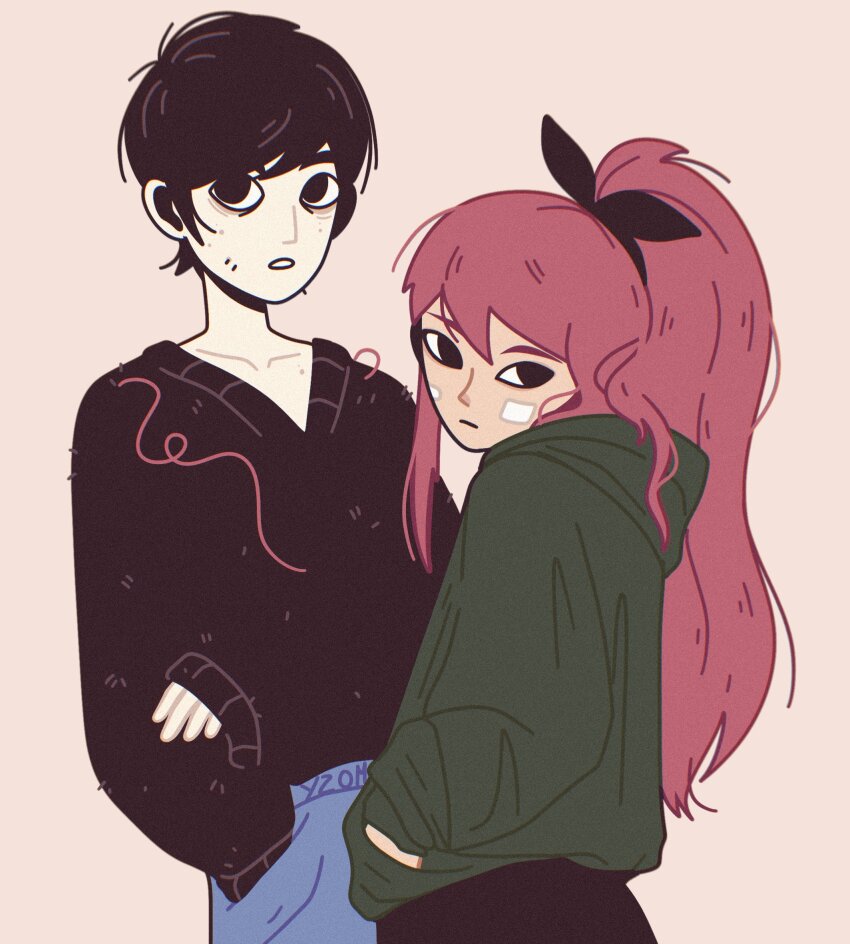 1girl, aubrey_(omori), black_eyes, black_hair, blush, highres, long_hair, omori