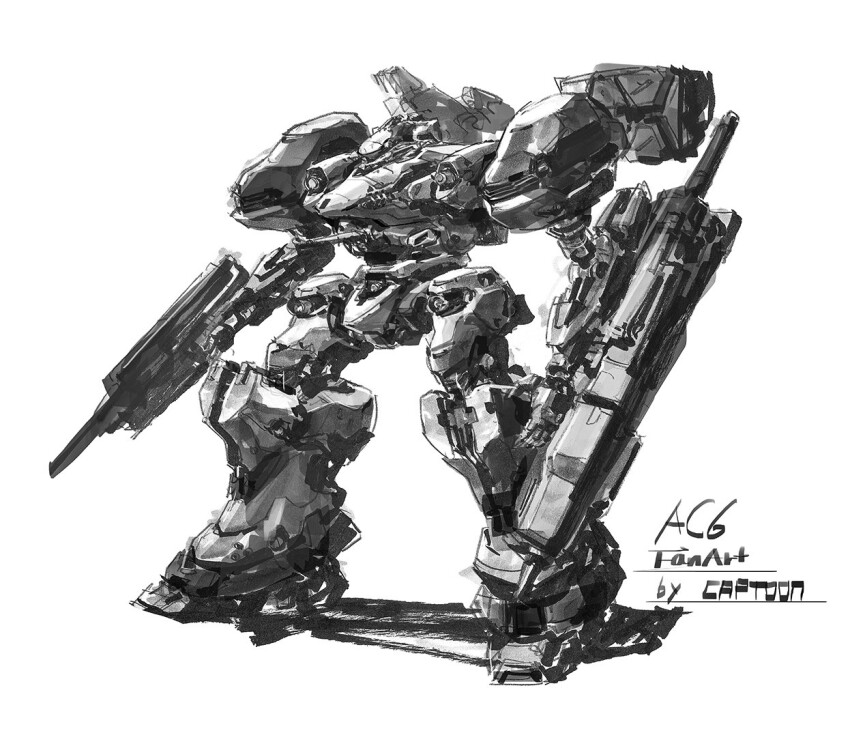 armored_core, captoon, joints, machinery, mecha, mecha_focus, mechanical_arms, mechanical_hands