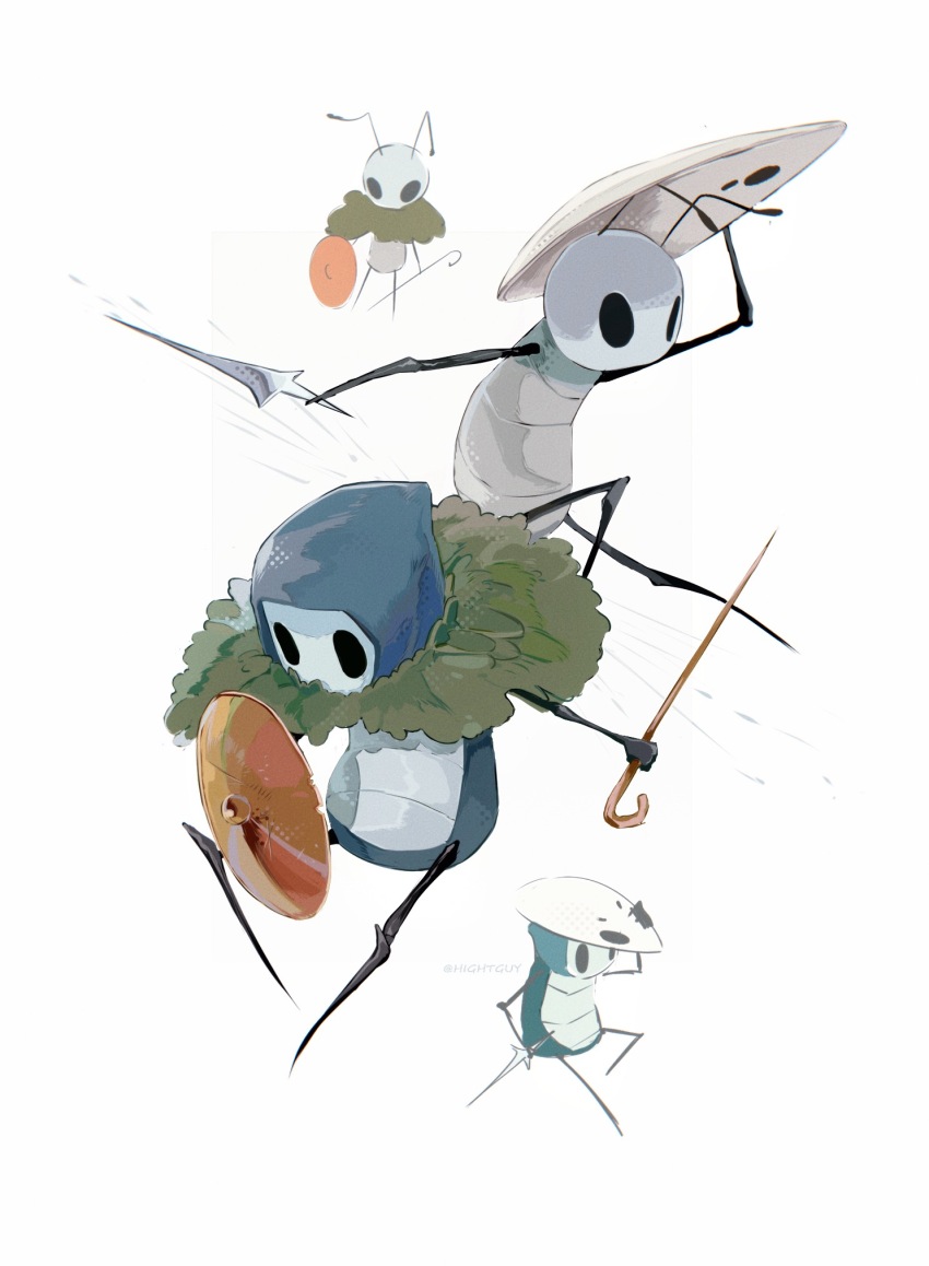 2boys, antennae, arthropod_boy, artist_name, border, brown_hat, chinese_commentary, commentary_request