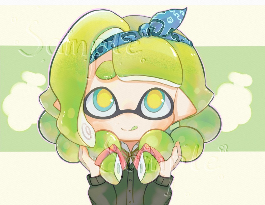 1girl, :q, blue_bow, blue_eyes, blue_hairband, blunt_bangs, bow, bow_hairband