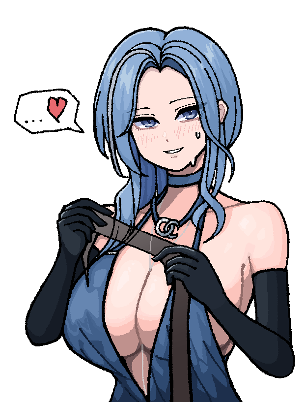 ..., 1girl, blue_choker, breasts, carvi_be_happy, choker, dp-12_(girls'_frontline), dress