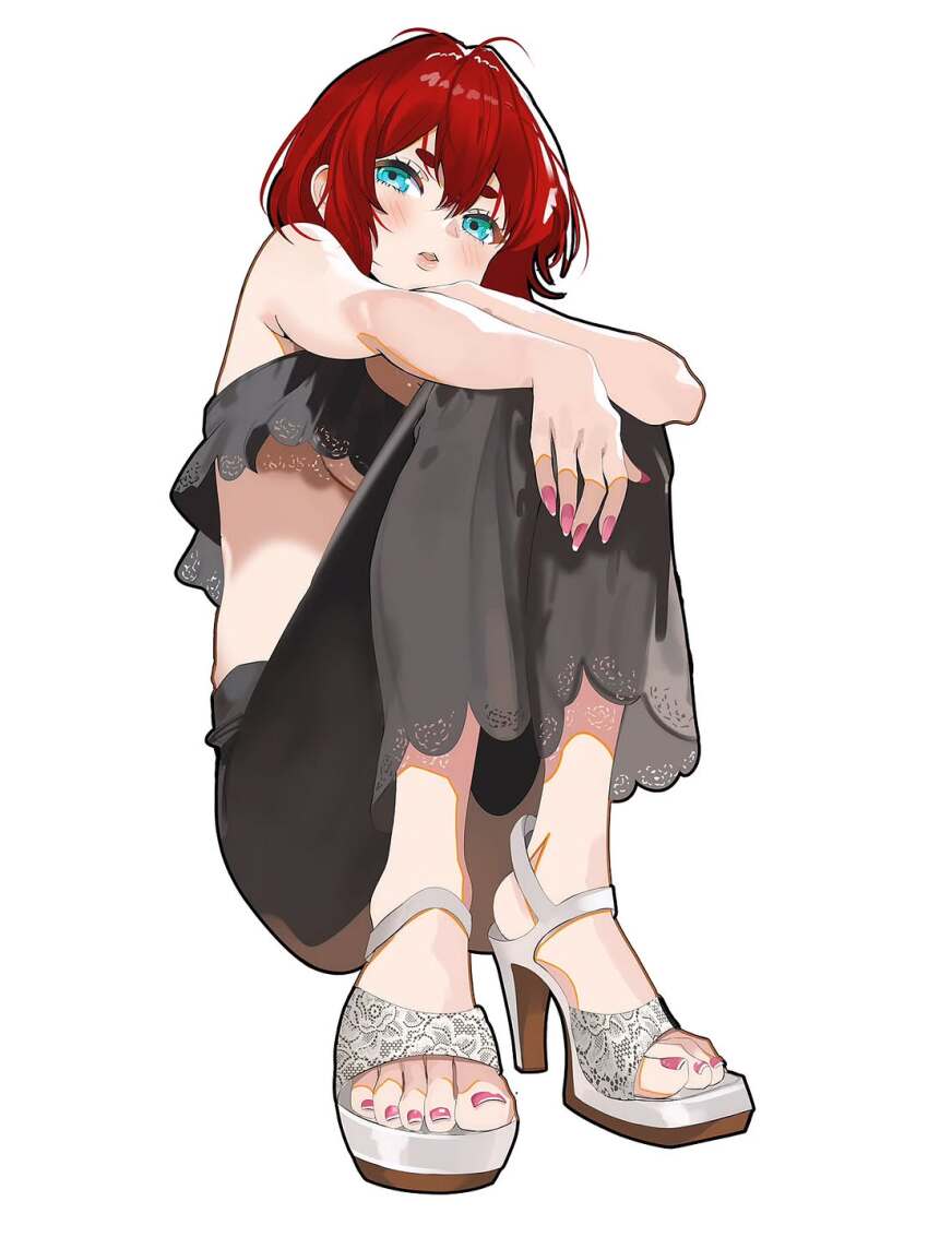 1girl, aqua_eyes, armpit_crease, black_pants, blush, breasts, commentary, davoxime