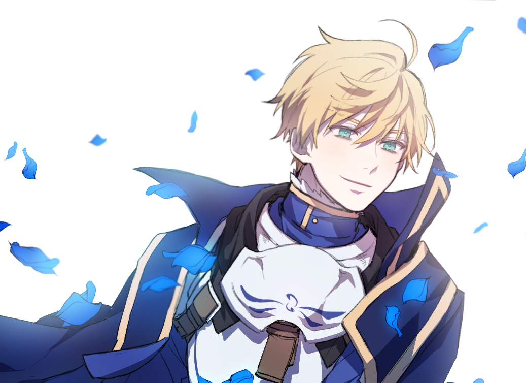 1boy, ahoge, armor, arthur_pendragon_(fate), belt, blonde_hair, blue_cape, bomya