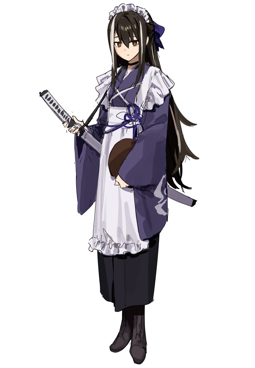 1girl, absurdres, apron, black_eyes, black_hair, fate/grand_order, fate_(series), fgo_gwa