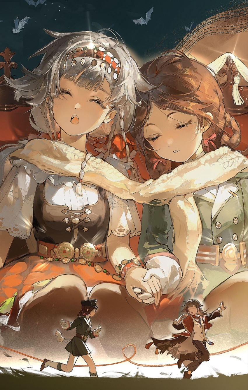 ^_^, aima_(reverse:1999), bat_(animal), black_coat, black_corset, black_pants, boots, braid