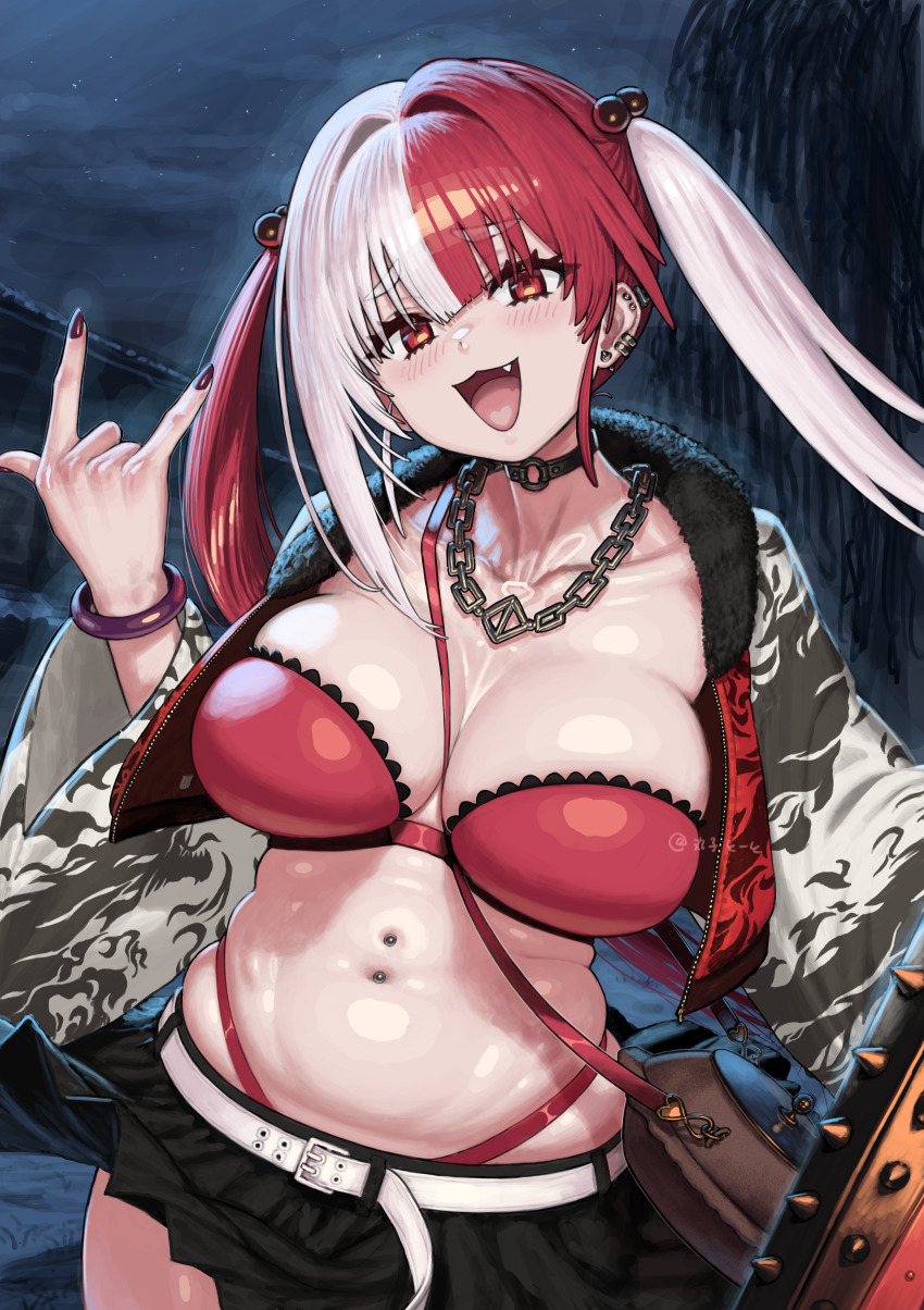 1girl, absurdres, belt, black_skirt, blush, bra, breasts, brown_eyes