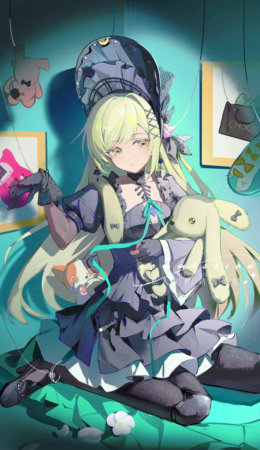 1girl, absurdres, animal_ears, arknights, bang_dream!, bang_dream!_it's_mygo!!!!!, black_bonnet, black_dress