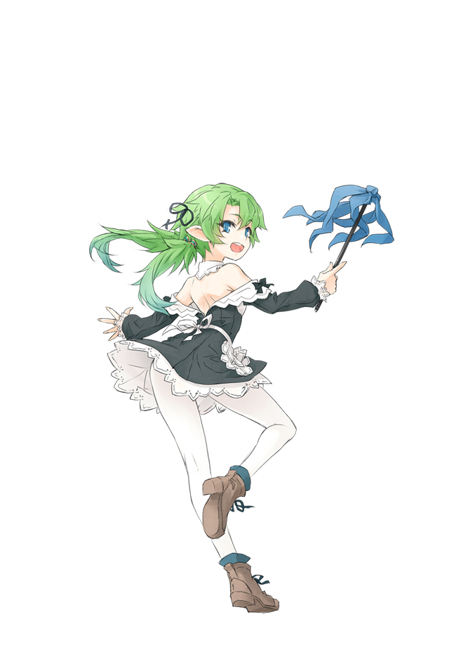 1girl, blue_eyes, brown_shoes, dress, duster, full_body, gabriele_(kinki_no_magna), green_hair