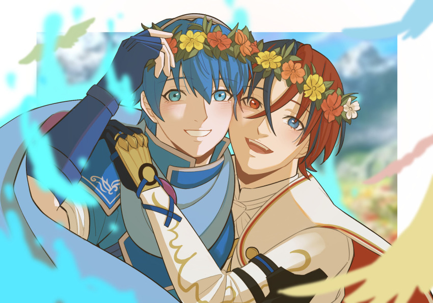 2boys, blue_eyes, blue_hair, commentary_request, emblem_(fire_emblem_engage), fire_emblem, fire_emblem_engage, fumiko_(290976767)