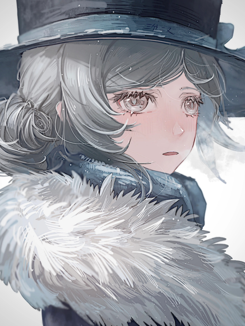 1girl, absurdres, banchuan_radis, black_coat, black_hat, blue_bow, blue_scarf, boater_hat