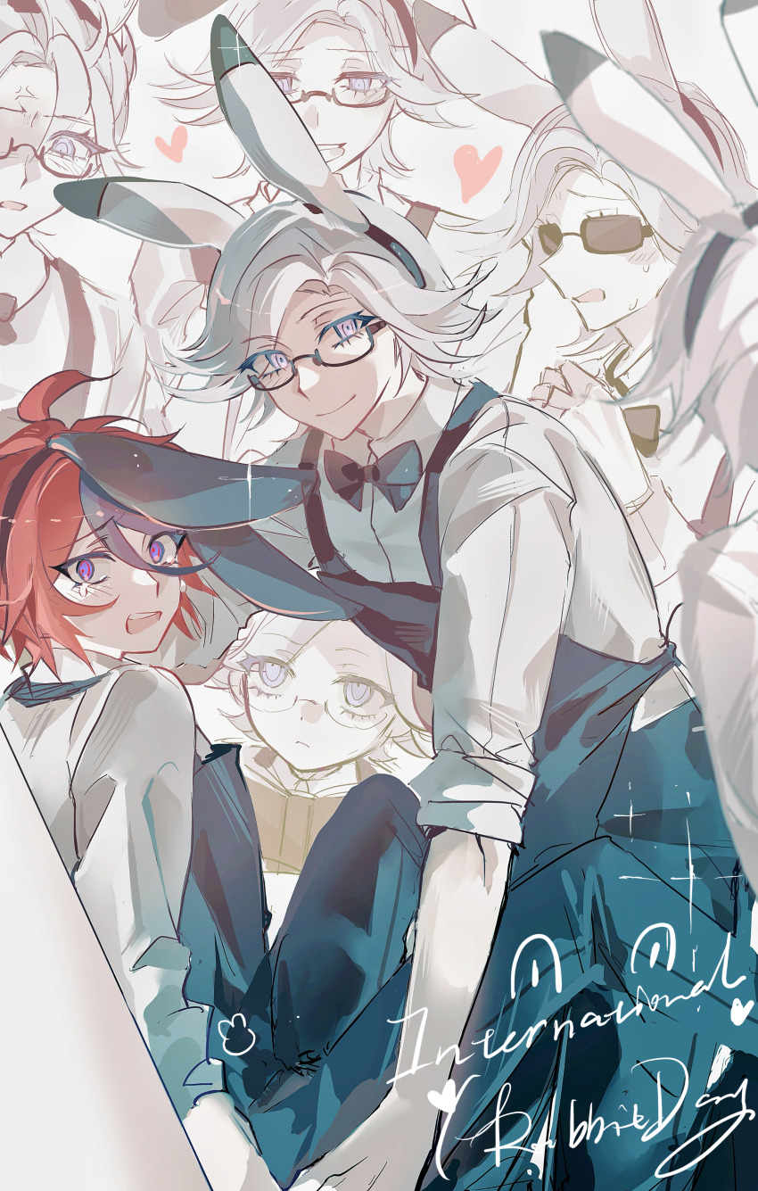 6+boys, absurdres, achabushicha, ahoge, alternate_costume, animal_ear_hairband, animal_ears, aotsuki_eito