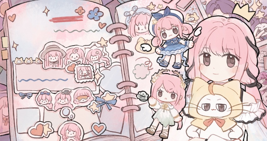 3girls, :3, :o, absurdres, afternoon_shine_(infinity_nikki), ahoge, animal, attack