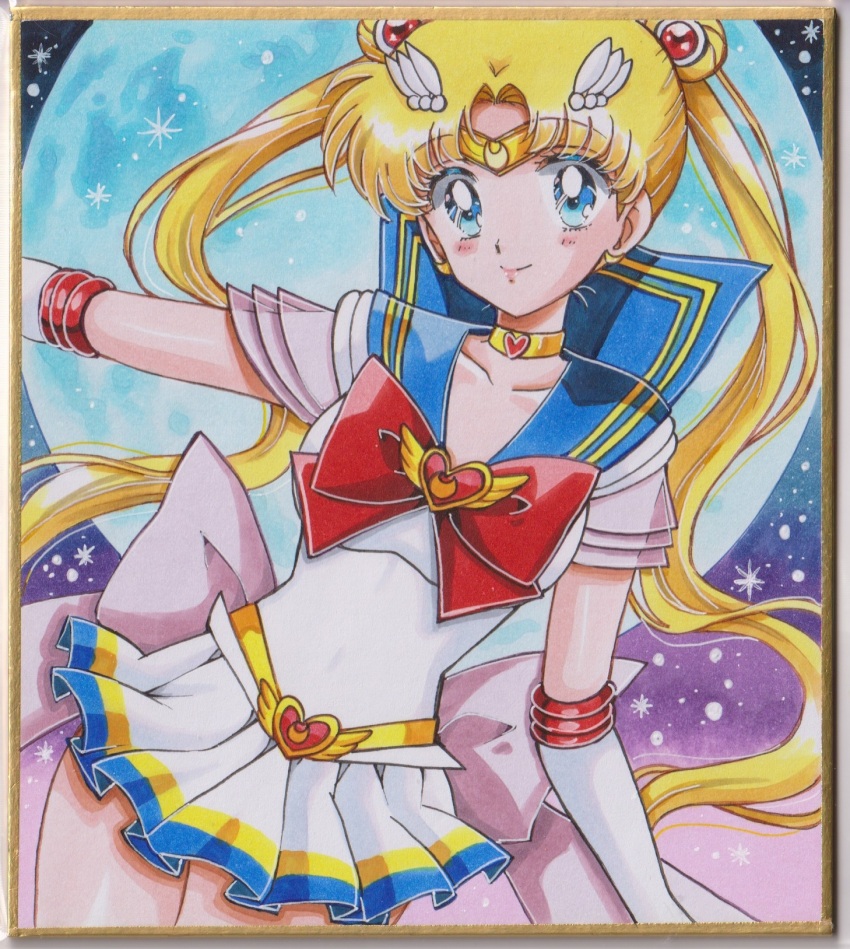 1girl, :d, back_bow, bishoujo_senshi_sailor_moon, blonde_hair, blue_eyes, blue_sailor_collar, blush