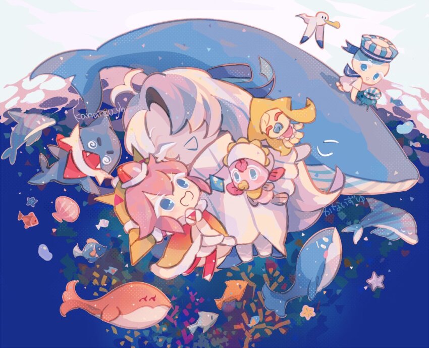 1girl, 2others, :d, ^_^, absurdly_long_hair, alt_text, antenna_hair, artist_name