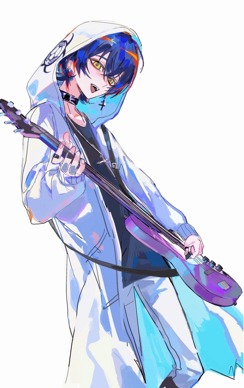 1girl, absurdres, binxngchng1, biohazard_symbol, black_collar, black_hair, black_shirt, chinese_commentary