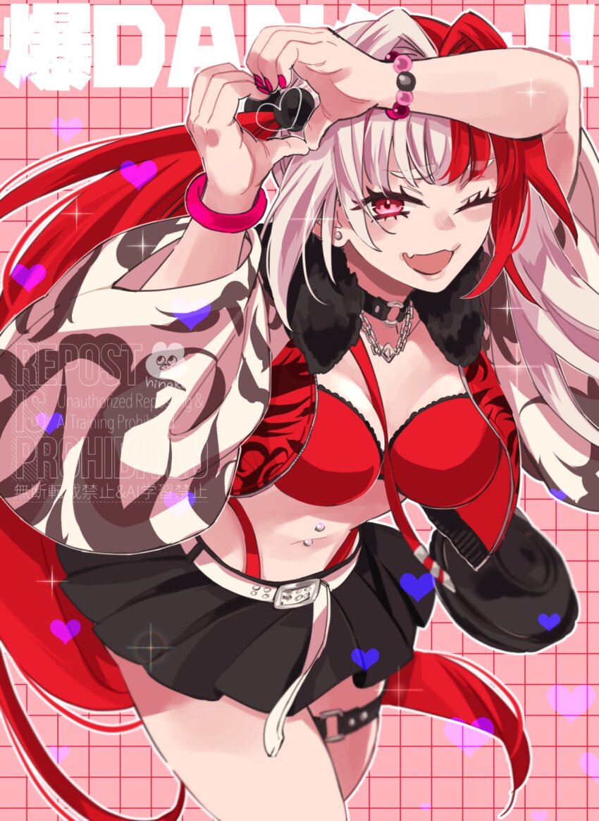 1girl, black_choker, black_skirt, breasts, choker, cowboy_shot, cropped_jacket, fate/grand_order