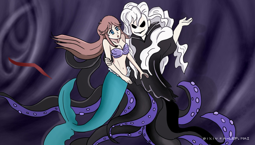 1girl, 1other, ahoge, armpit_crease, arms_at_sides, bikini, blue_eyes, breasts