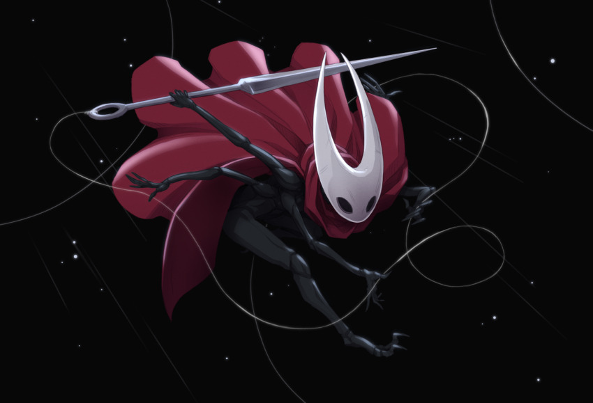 1girl, arthropod_girl, black_background, black_skin, cloak, colored_skin, commentary, english_commentary