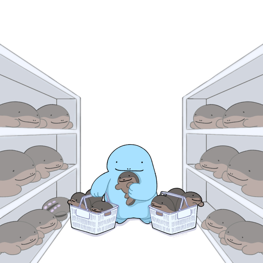 ._., basket, character_doll, clodsire, closed_mouth, commentary_request, doll, gen_2_pokemon