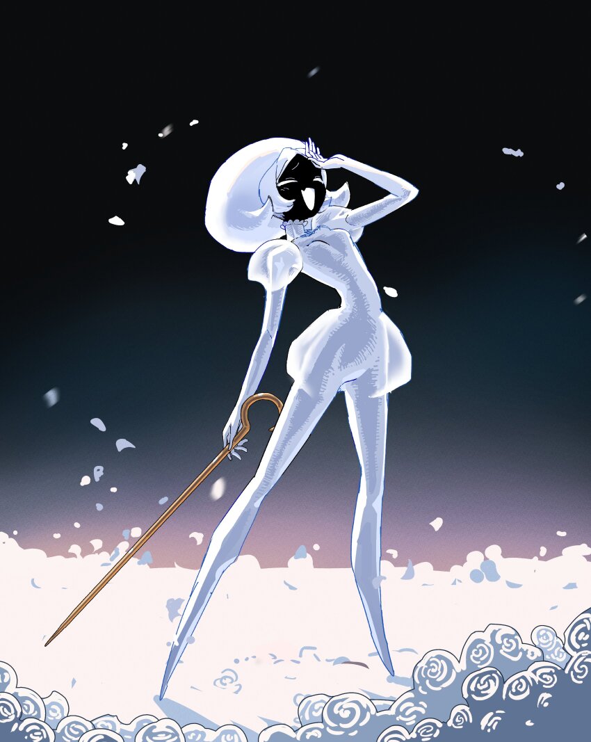 1girl, ^_^, absurdres, arthropod_girl, black_skin, bodysuit, closed_eyes, colored_eyelashes