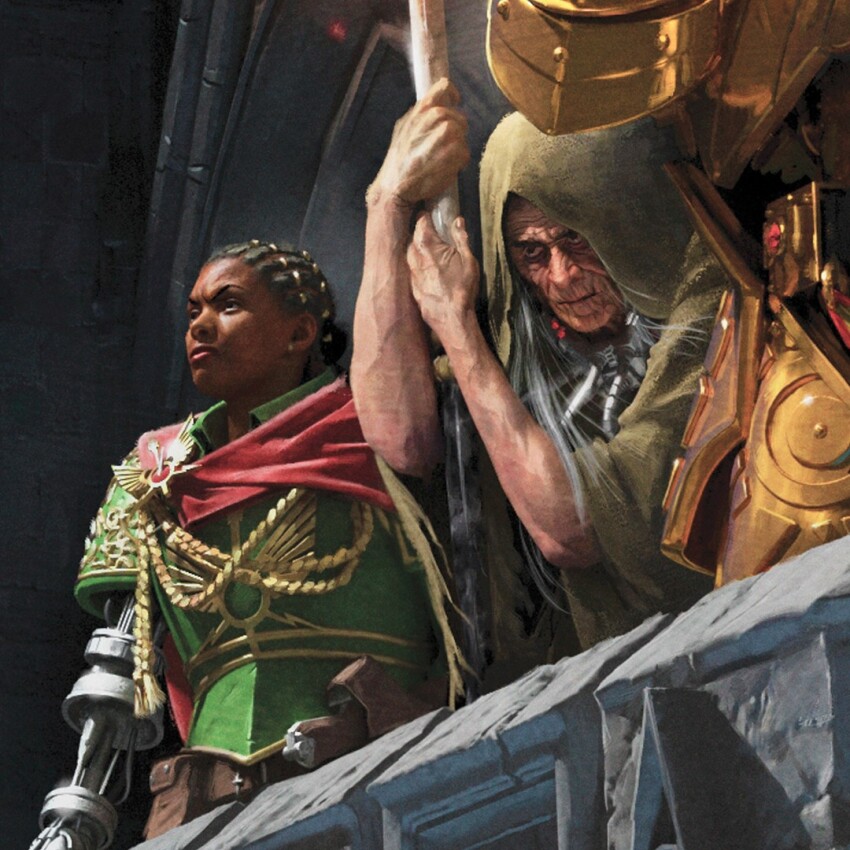 1girl, architecture, armor, artofneilroberts, closed_mouth, commentary, dark-skinned_female, dark_skin