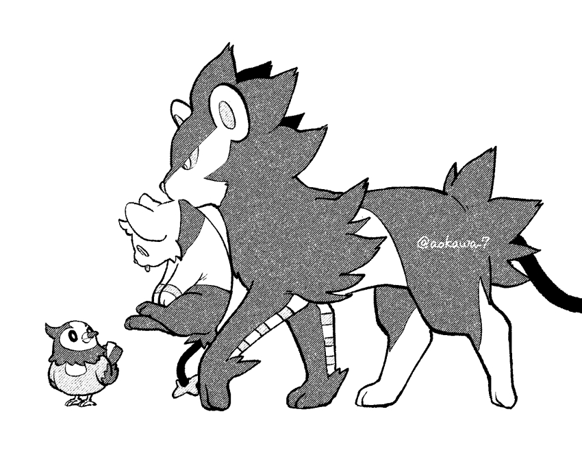 aokawa_7, bird, body_fur, closed_mouth, commentary_request, eye_contact, full_body, gen_4_pokemon