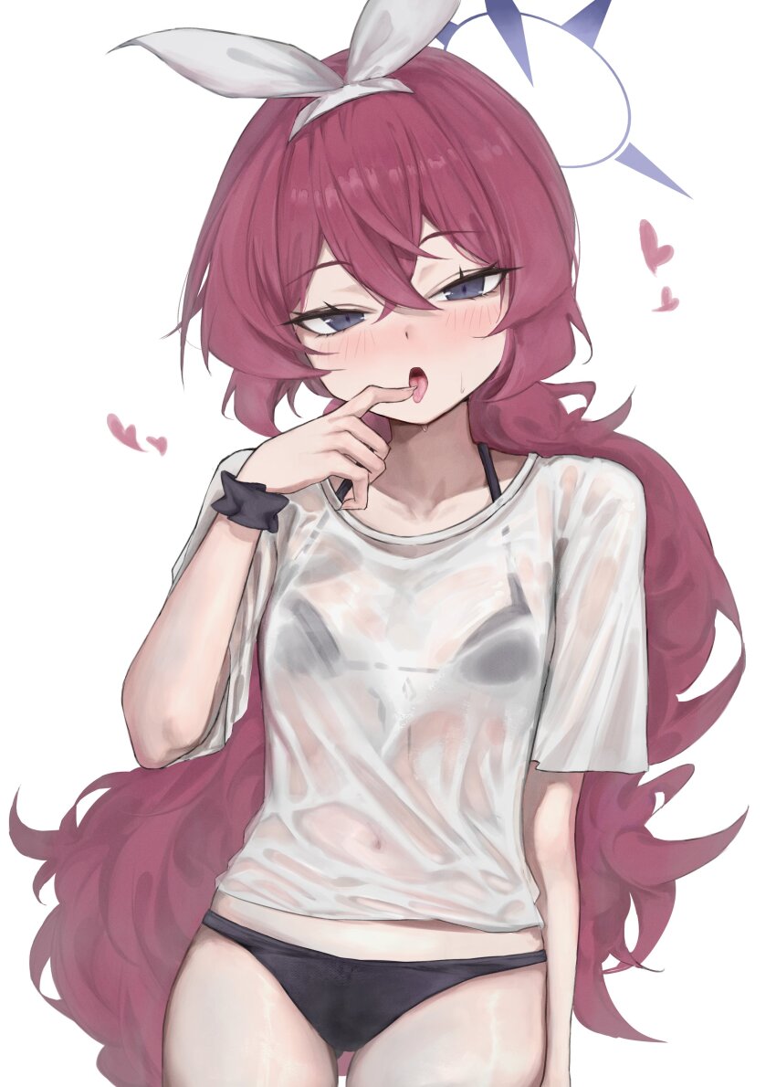 1girl, absurdres, ahegao, ahiru_(ahahahahiru), alternate_costume, bikini, black_bikini, black_bra