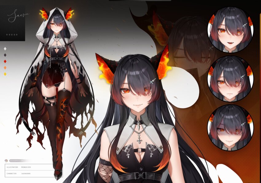 1girl, 4rin+, animal_ears, artist_name, belt, black_hair, black_leotard, breasts