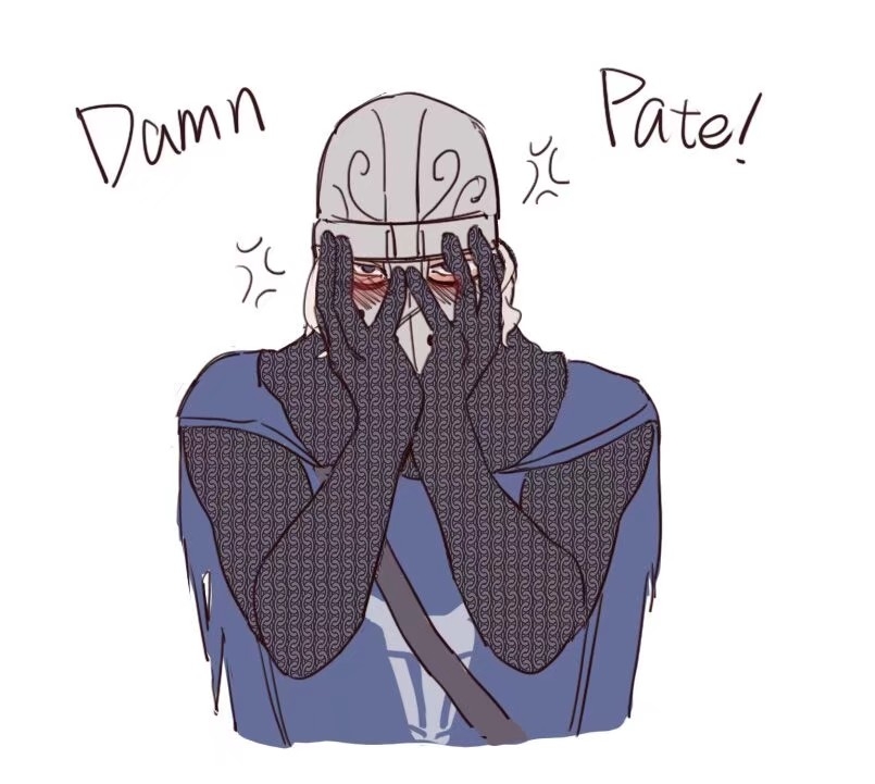 1boy, armor, blue_cape, blue_tunic, blush, cape, chainmail, commentary