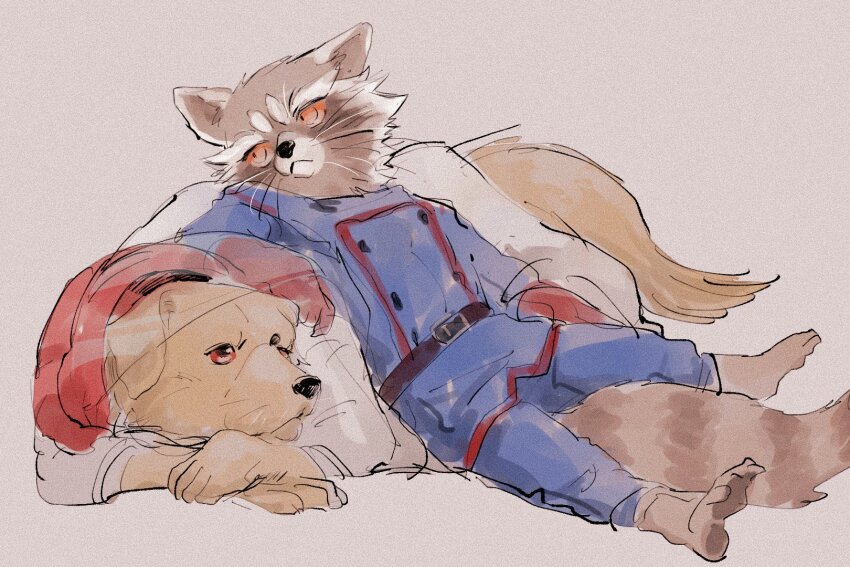 1boy, 1other, animal_ears, barefoot, closed_mouth, cosmo_the_spacedog, dog, dog_tail