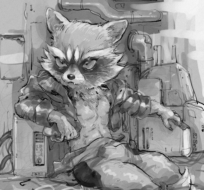 1boy, animal_ears, claws, closed_mouth, fang, fang_out, furry, furry_male